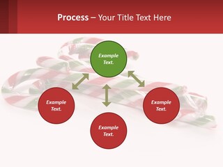 Candy Canes With Green And Red Stripes On A White Background PowerPoint Template