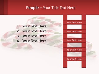 Candy Canes With Green And Red Stripes On A White Background PowerPoint Template