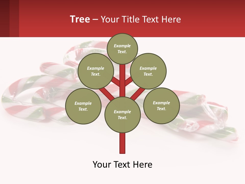 Candy Canes With Green And Red Stripes On A White Background PowerPoint Template