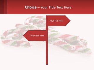 Candy Canes With Green And Red Stripes On A White Background PowerPoint Template