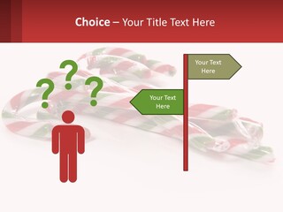 Candy Canes With Green And Red Stripes On A White Background PowerPoint Template