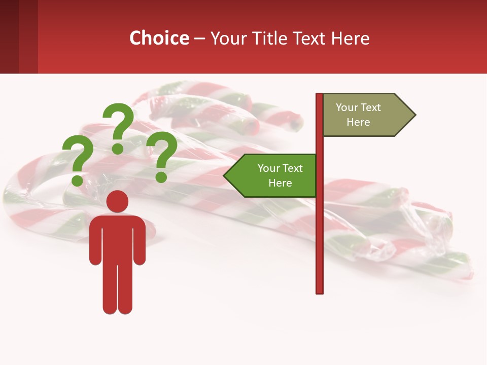 Candy Canes With Green And Red Stripes On A White Background PowerPoint Template