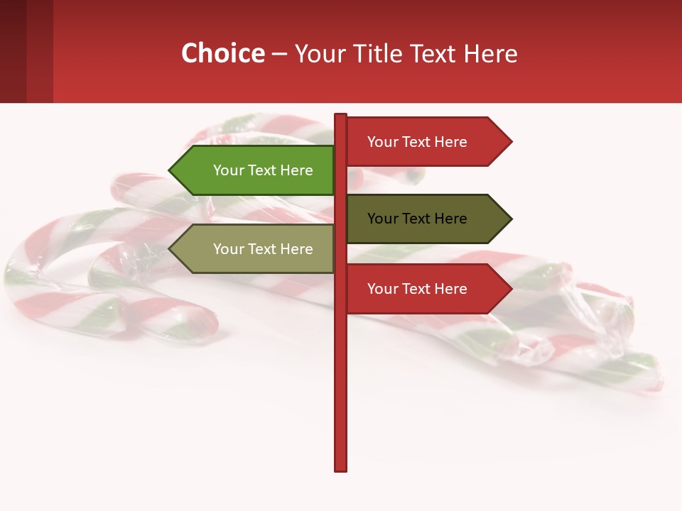 Candy Canes With Green And Red Stripes On A White Background PowerPoint Template