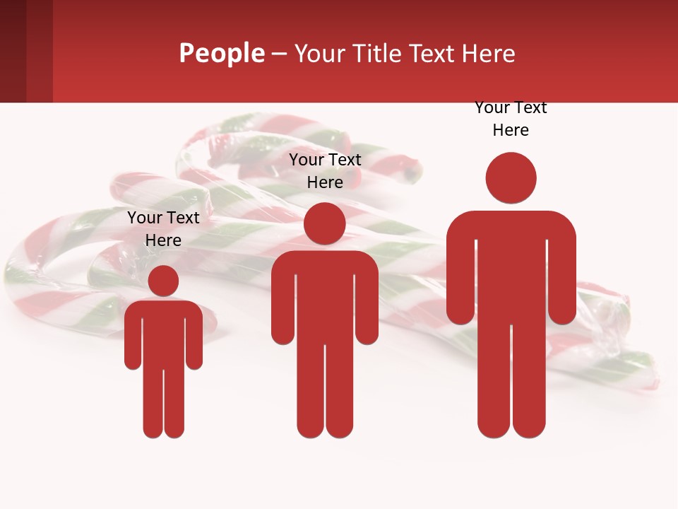 Candy Canes With Green And Red Stripes On A White Background PowerPoint Template