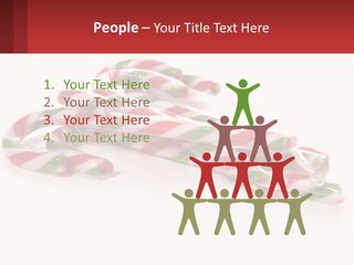 Candy Canes With Green And Red Stripes On A White Background PowerPoint Template