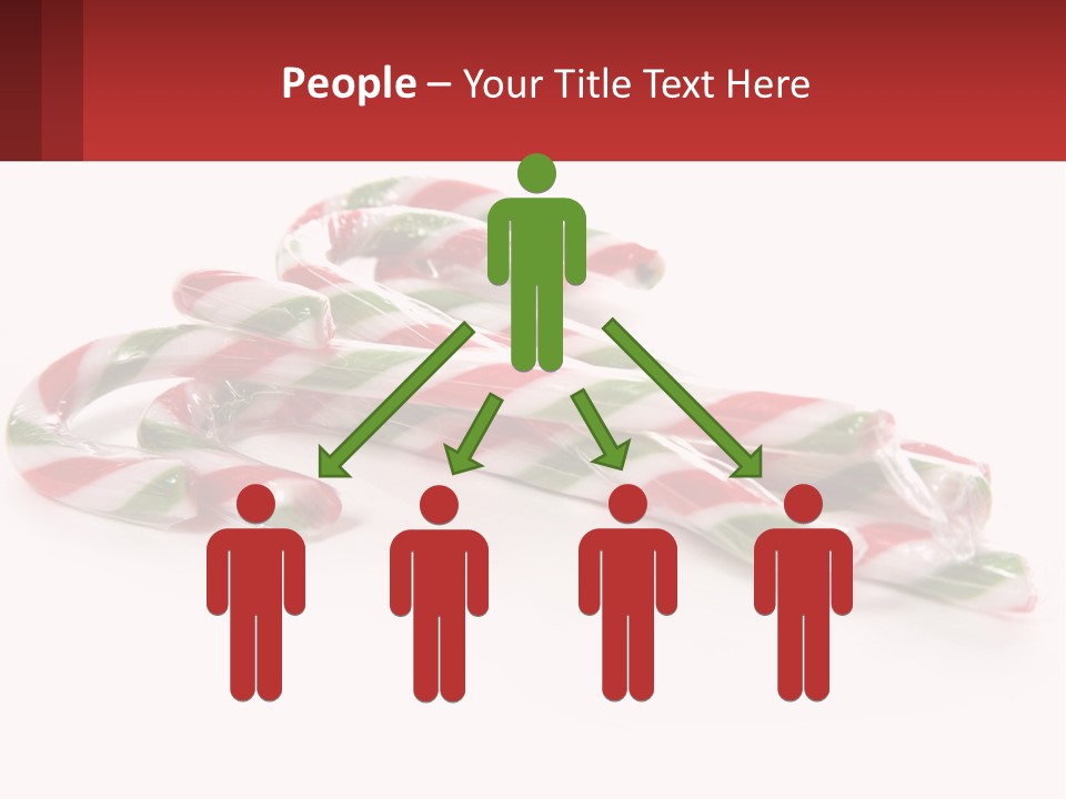 Candy Canes With Green And Red Stripes On A White Background PowerPoint Template