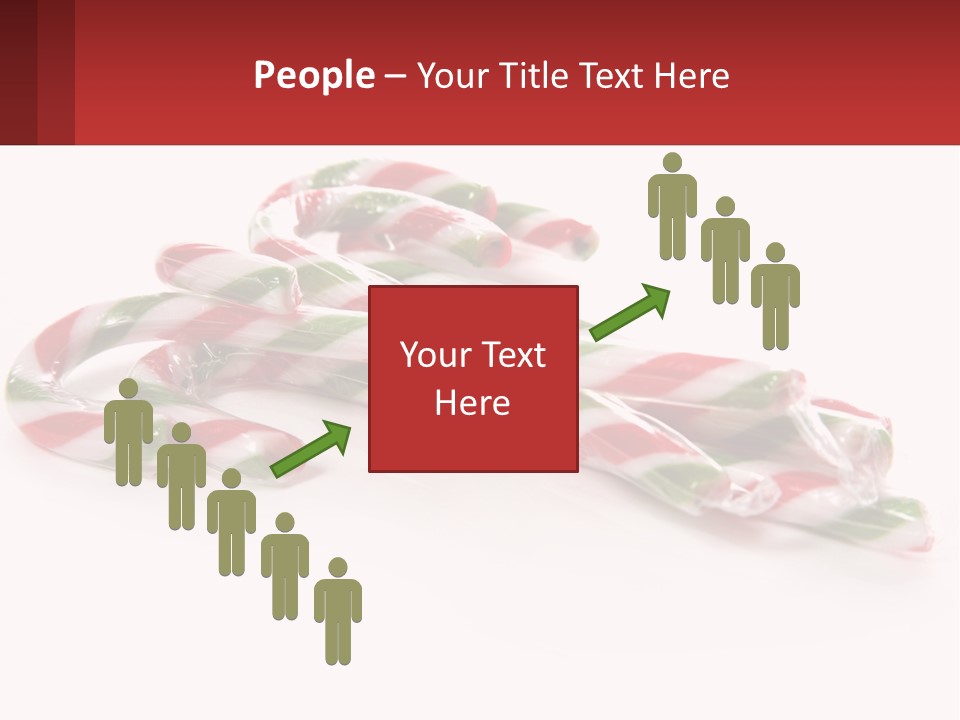 Candy Canes With Green And Red Stripes On A White Background PowerPoint Template