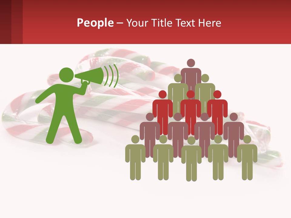 Candy Canes With Green And Red Stripes On A White Background PowerPoint Template