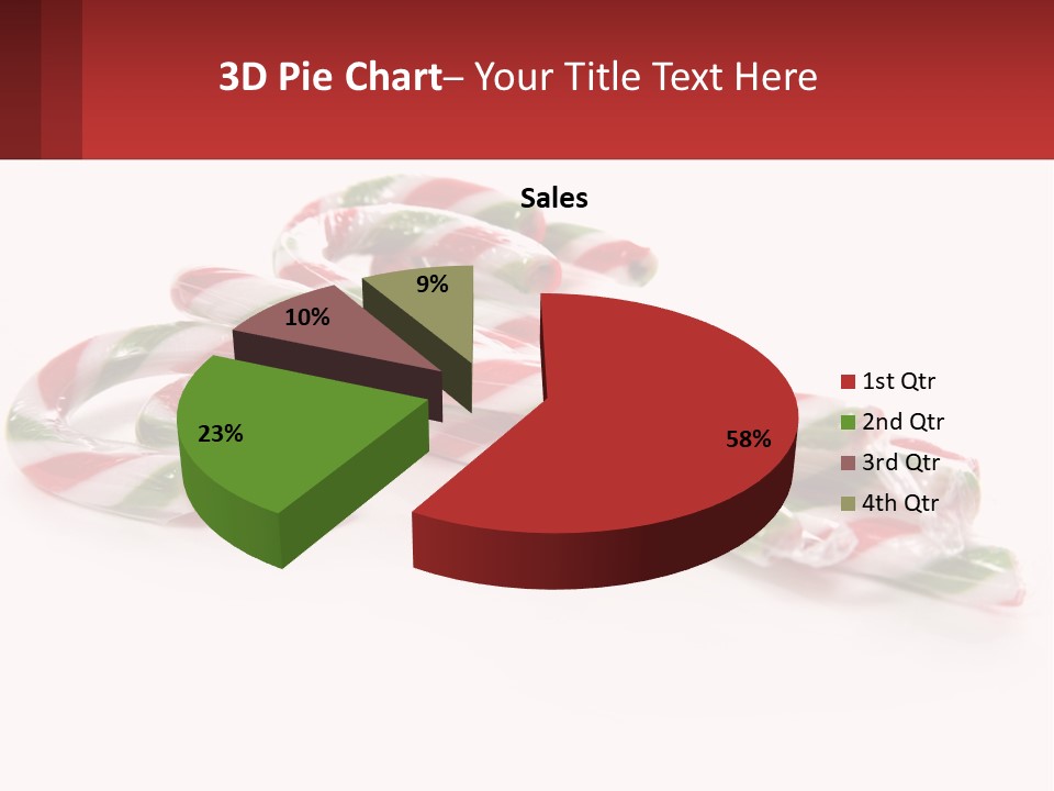 Candy Canes With Green And Red Stripes On A White Background PowerPoint Template