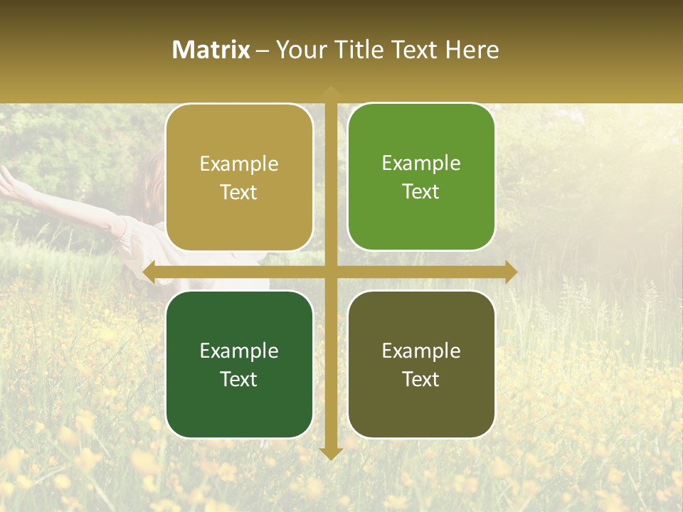 A Woman Standing In A Field With Her Arms Outstretched PowerPoint Template