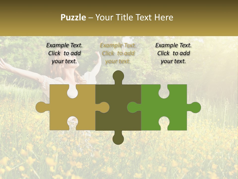 A Woman Standing In A Field With Her Arms Outstretched PowerPoint Template