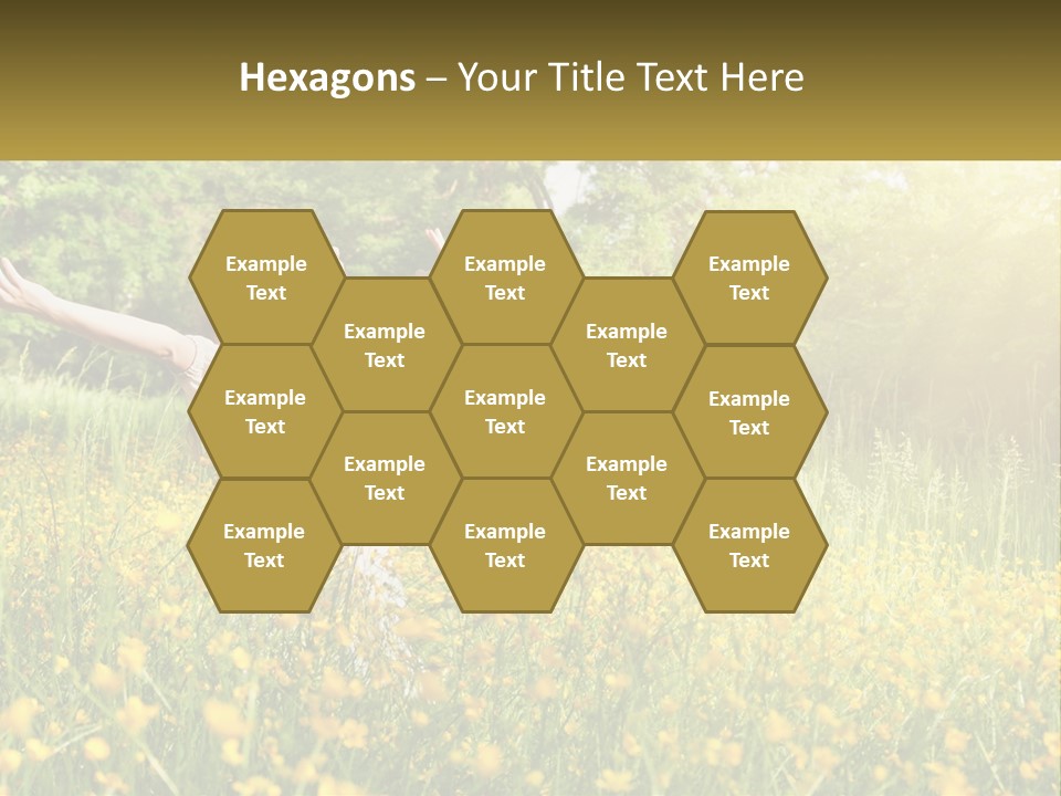 A Woman Standing In A Field With Her Arms Outstretched PowerPoint Template