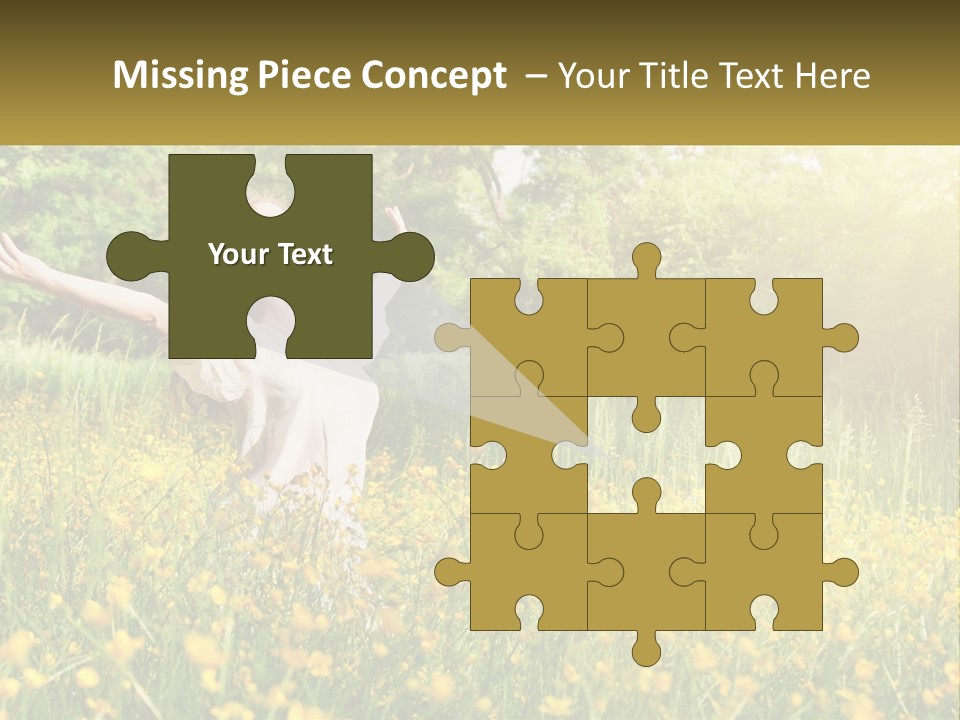 A Woman Standing In A Field With Her Arms Outstretched PowerPoint Template