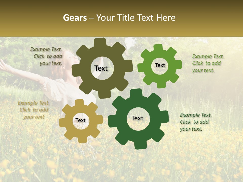 A Woman Standing In A Field With Her Arms Outstretched PowerPoint Template