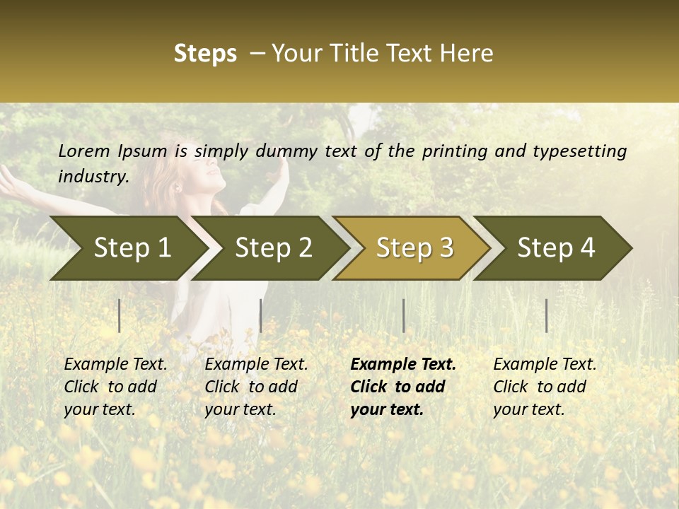 A Woman Standing In A Field With Her Arms Outstretched PowerPoint Template