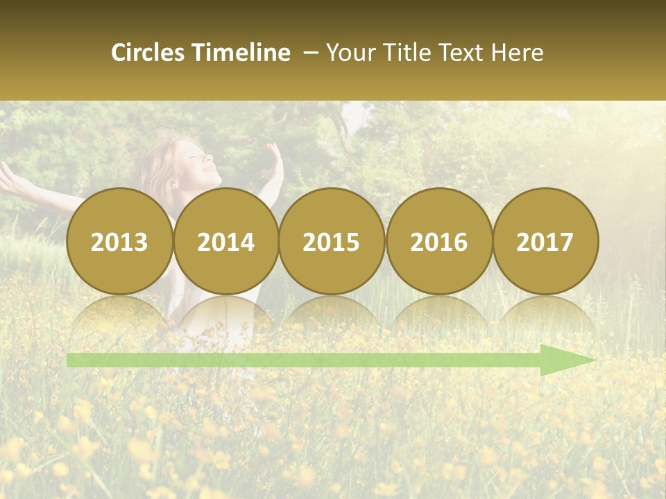 A Woman Standing In A Field With Her Arms Outstretched PowerPoint Template