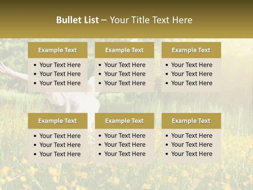 A Woman Standing In A Field With Her Arms Outstretched PowerPoint Template