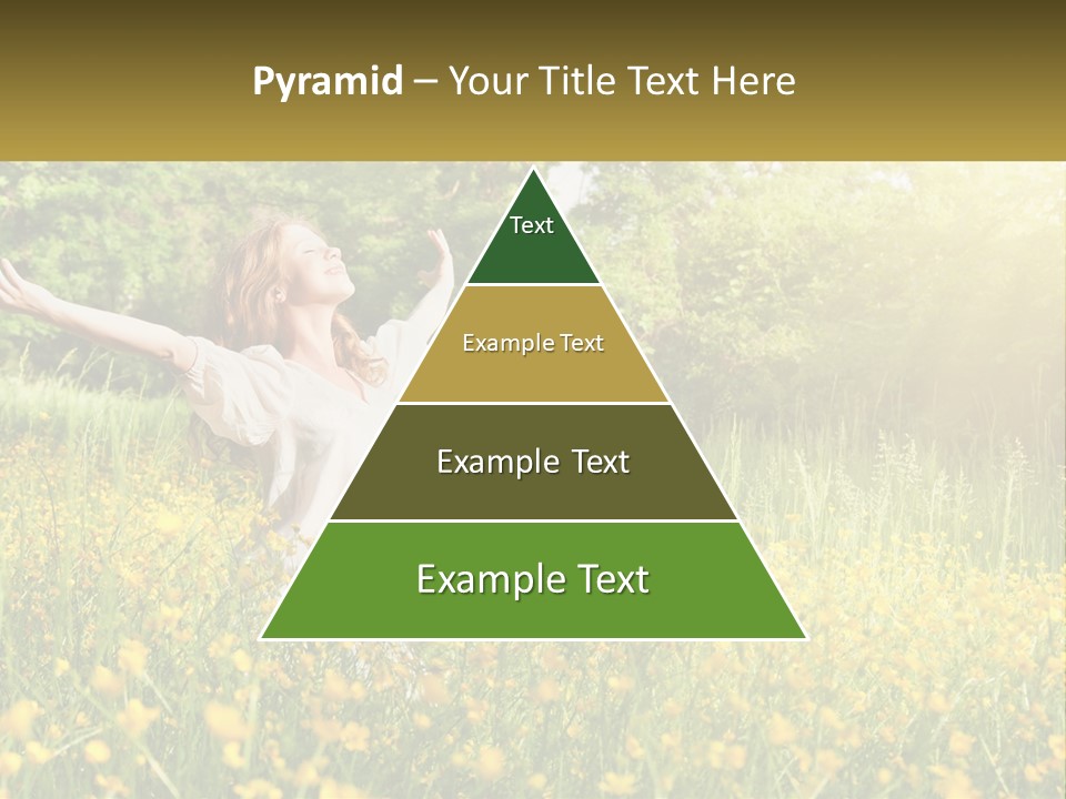 A Woman Standing In A Field With Her Arms Outstretched PowerPoint Template