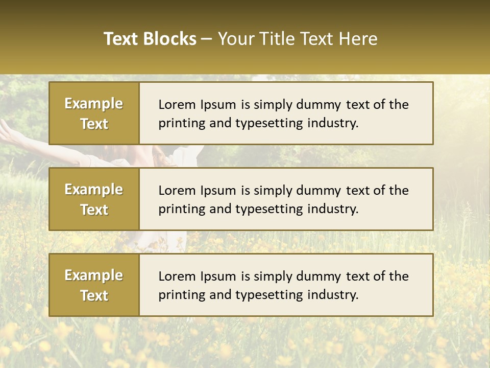 A Woman Standing In A Field With Her Arms Outstretched PowerPoint Template