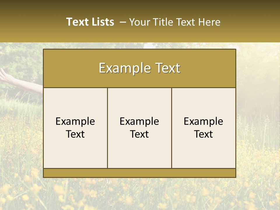 A Woman Standing In A Field With Her Arms Outstretched PowerPoint Template