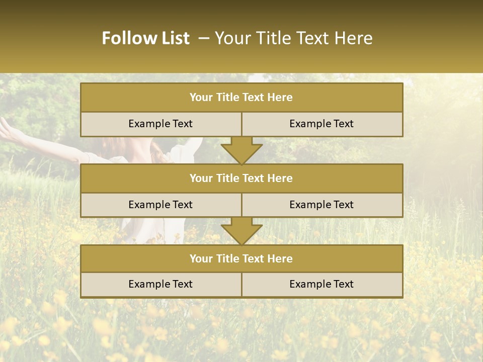 A Woman Standing In A Field With Her Arms Outstretched PowerPoint Template