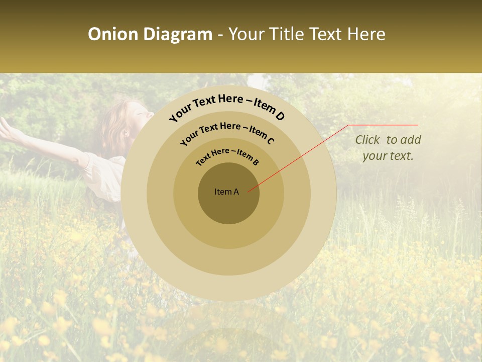 A Woman Standing In A Field With Her Arms Outstretched PowerPoint Template