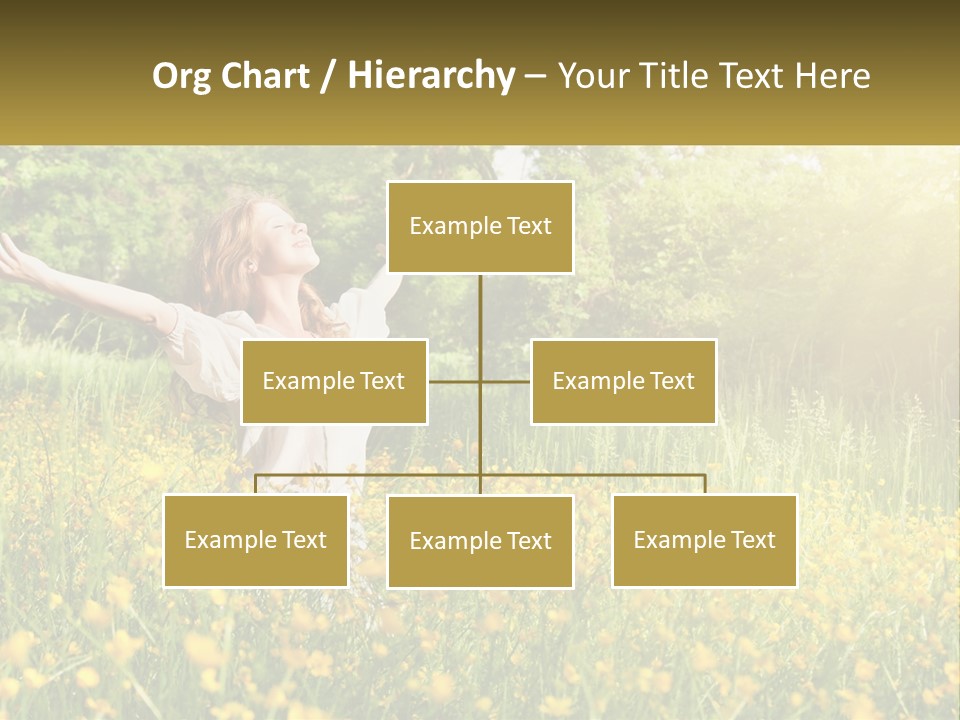 A Woman Standing In A Field With Her Arms Outstretched PowerPoint Template