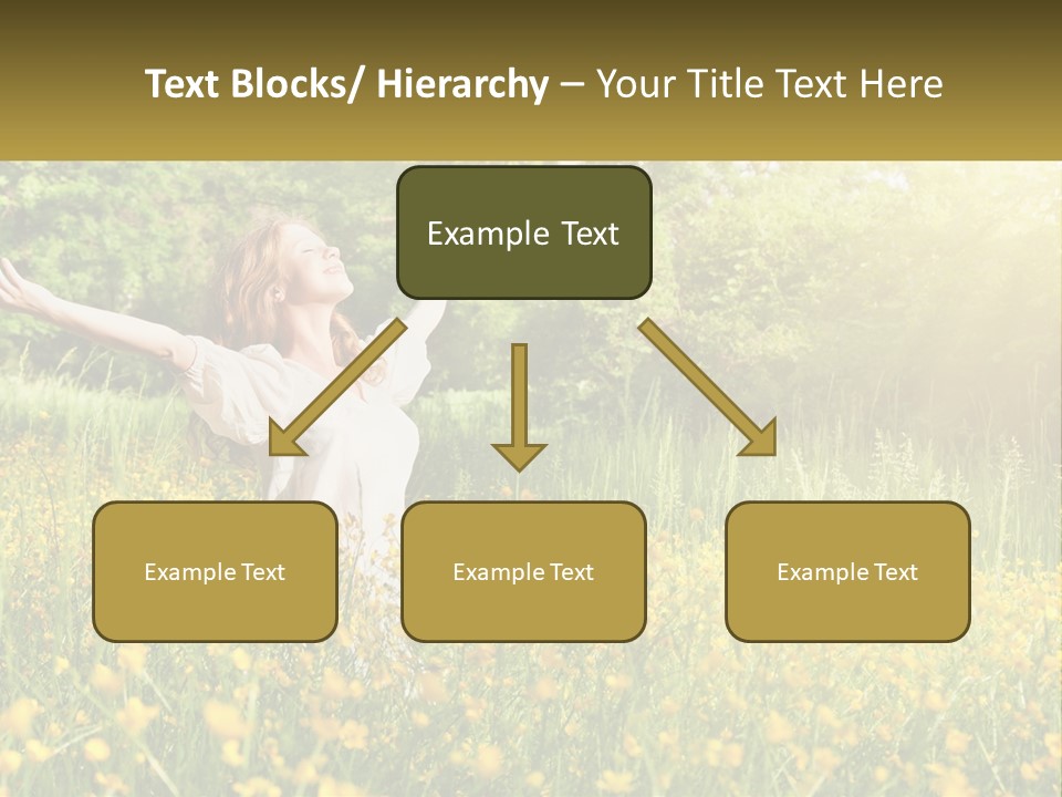 A Woman Standing In A Field With Her Arms Outstretched PowerPoint Template
