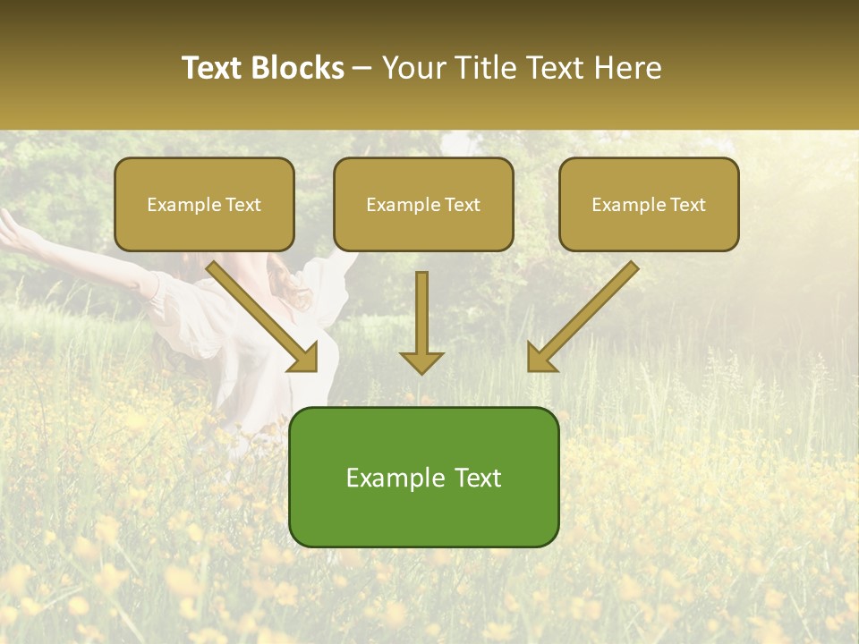 A Woman Standing In A Field With Her Arms Outstretched PowerPoint Template