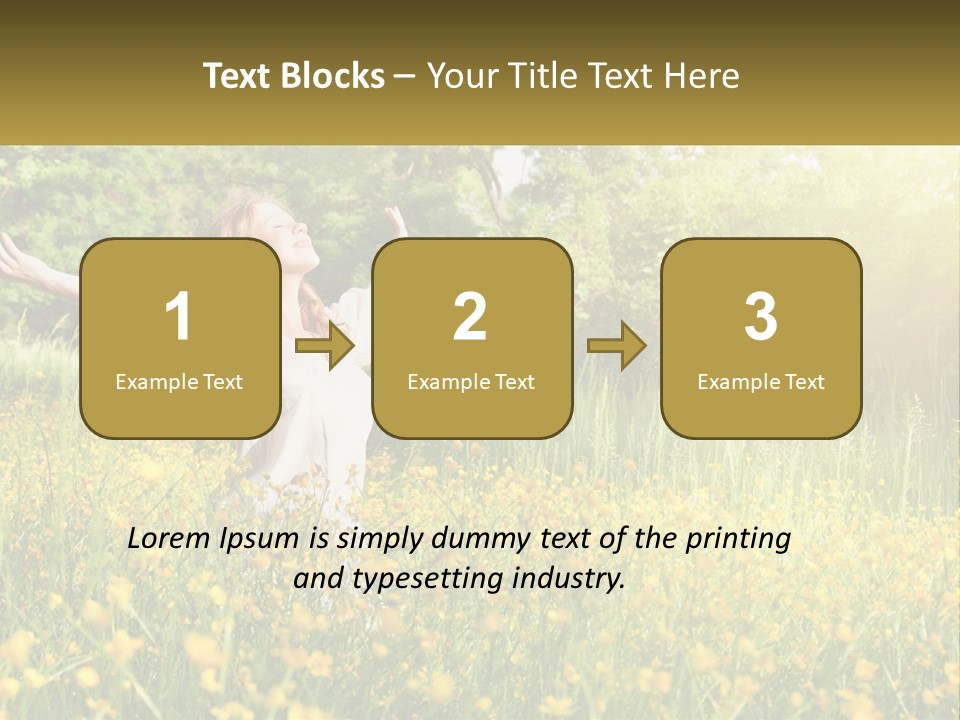 A Woman Standing In A Field With Her Arms Outstretched PowerPoint Template