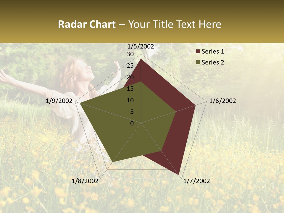 A Woman Standing In A Field With Her Arms Outstretched PowerPoint Template