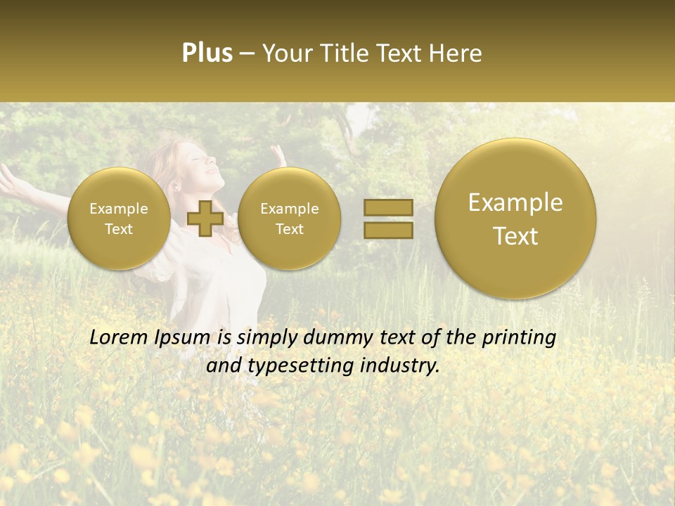 A Woman Standing In A Field With Her Arms Outstretched PowerPoint Template