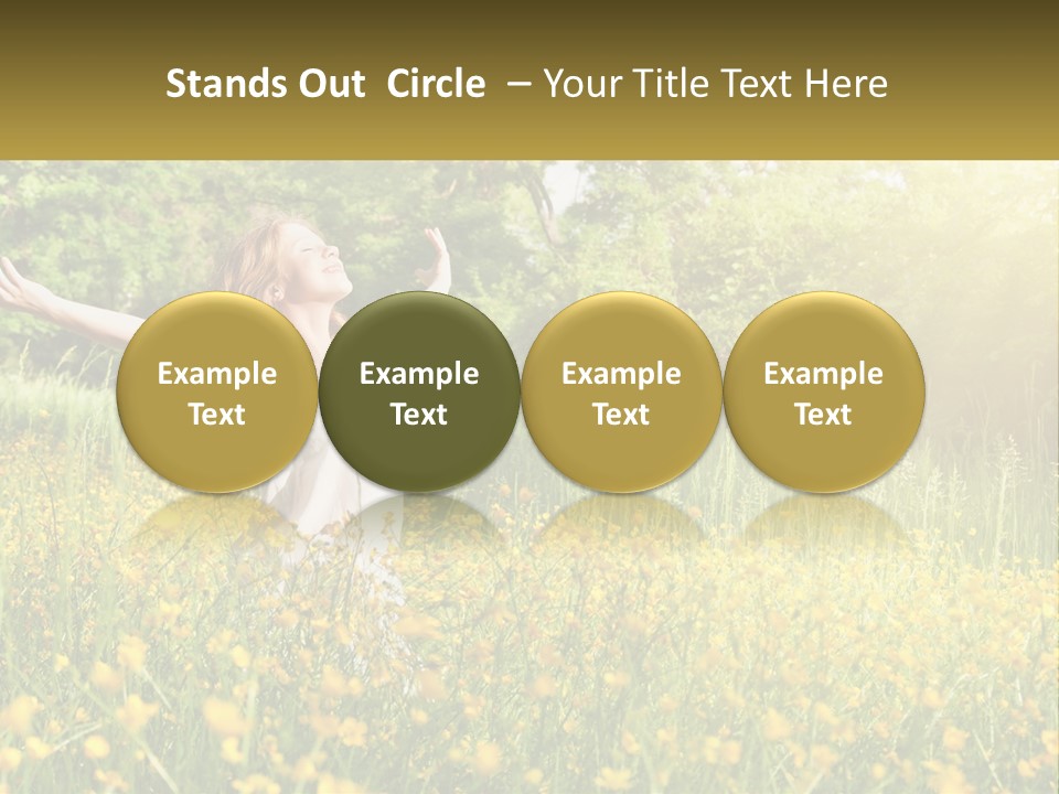 A Woman Standing In A Field With Her Arms Outstretched PowerPoint Template