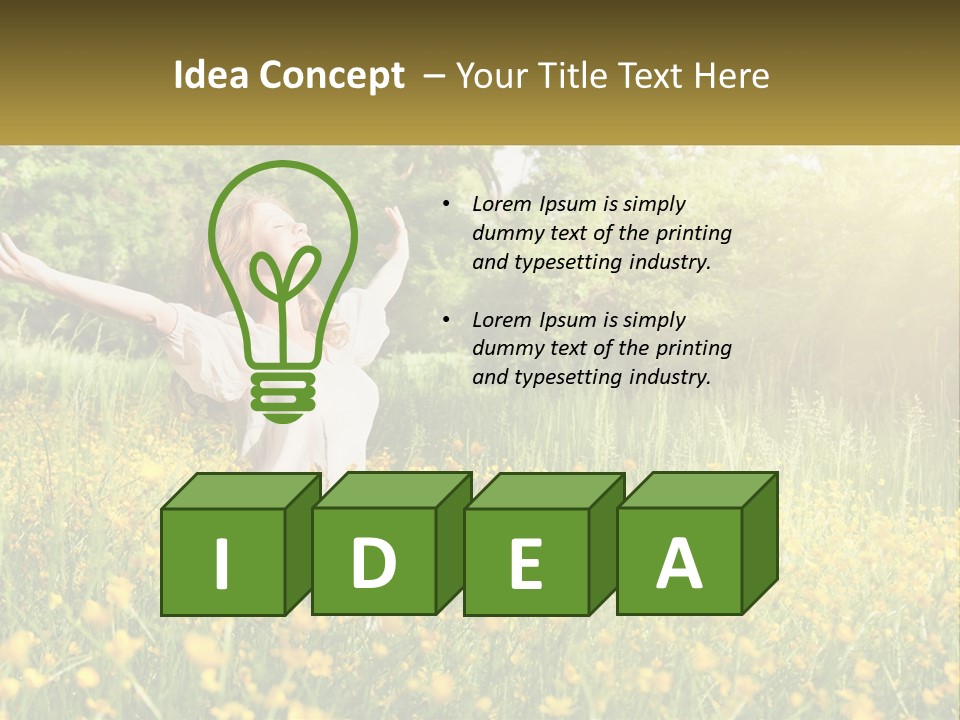 A Woman Standing In A Field With Her Arms Outstretched PowerPoint Template