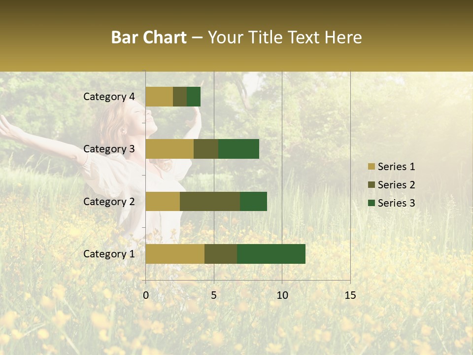 A Woman Standing In A Field With Her Arms Outstretched PowerPoint Template