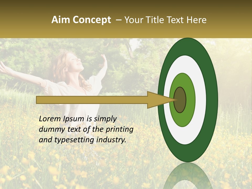 A Woman Standing In A Field With Her Arms Outstretched PowerPoint Template