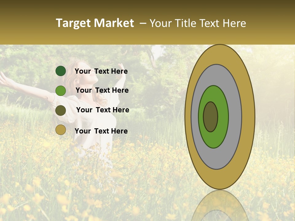 A Woman Standing In A Field With Her Arms Outstretched PowerPoint Template