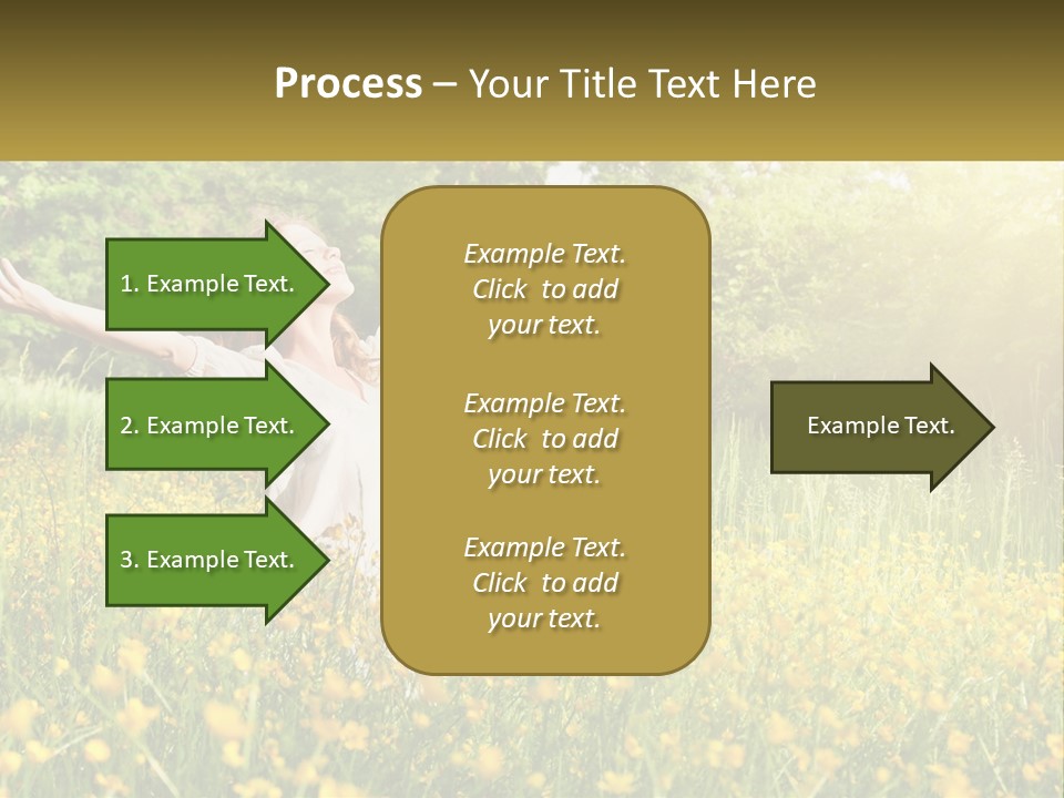 A Woman Standing In A Field With Her Arms Outstretched PowerPoint Template