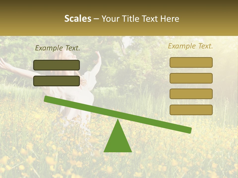 A Woman Standing In A Field With Her Arms Outstretched PowerPoint Template
