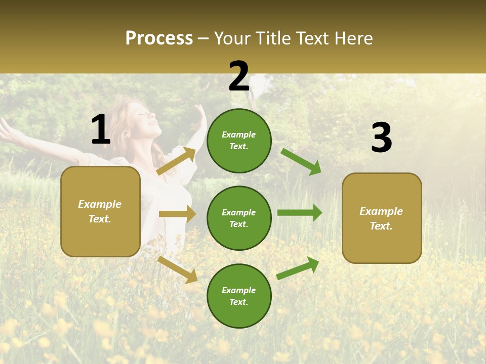 A Woman Standing In A Field With Her Arms Outstretched PowerPoint Template