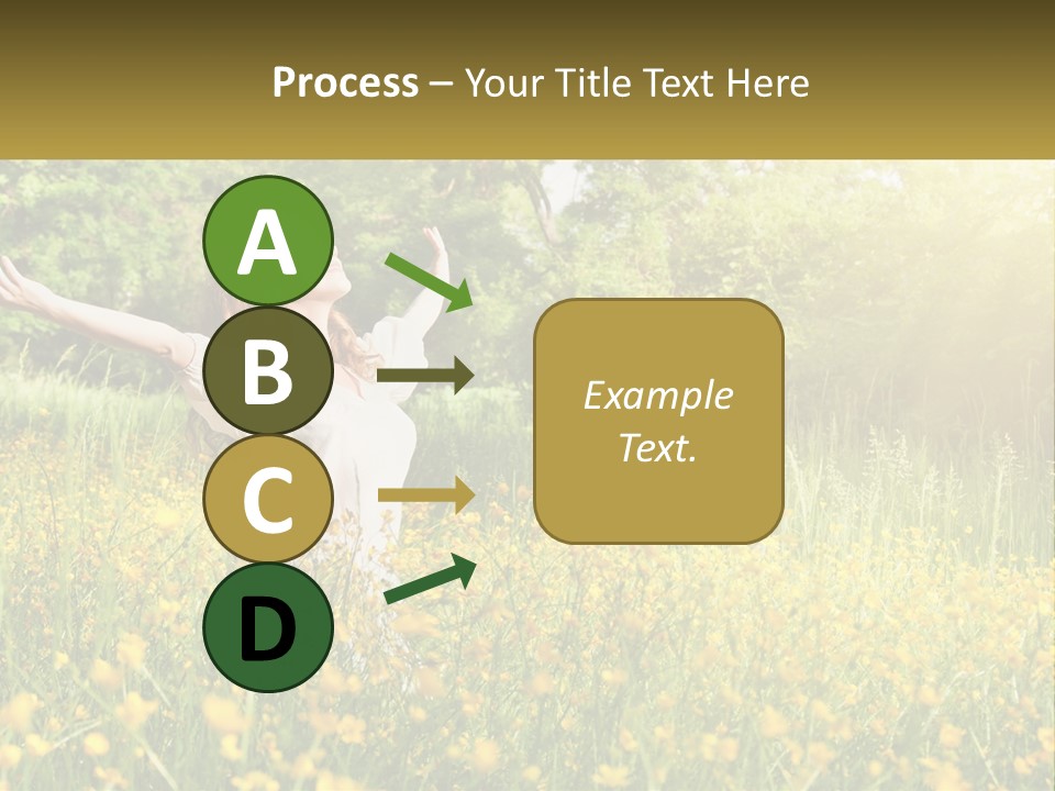 A Woman Standing In A Field With Her Arms Outstretched PowerPoint Template
