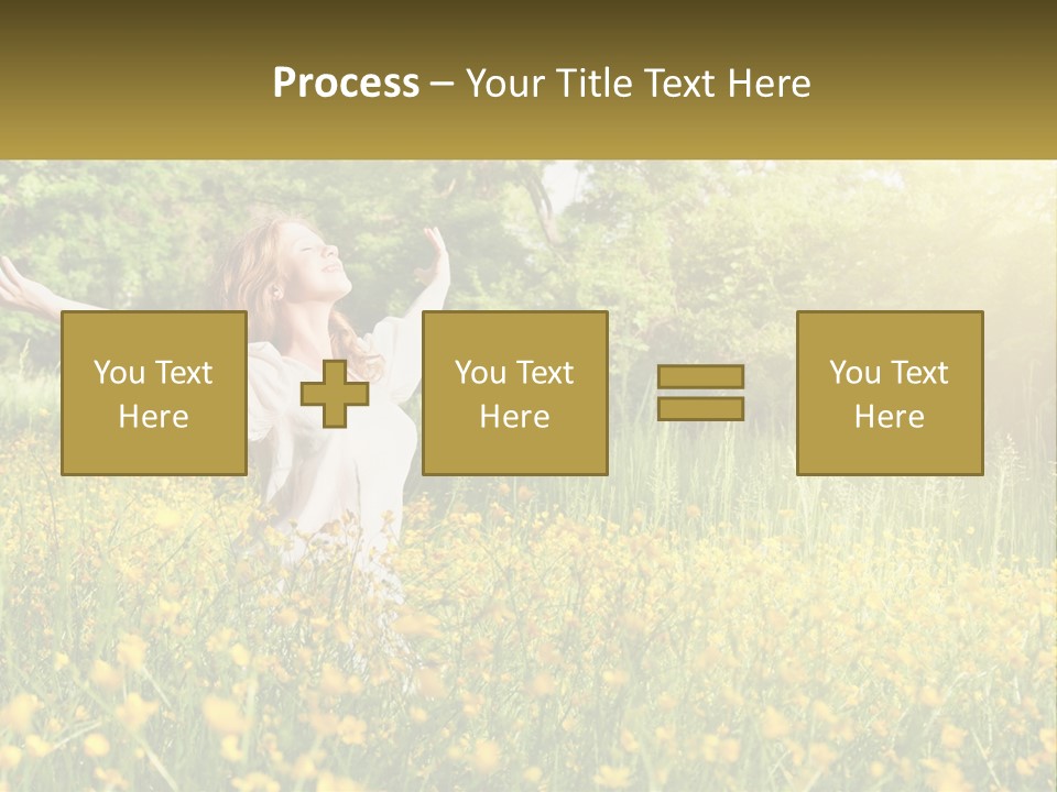 A Woman Standing In A Field With Her Arms Outstretched PowerPoint Template