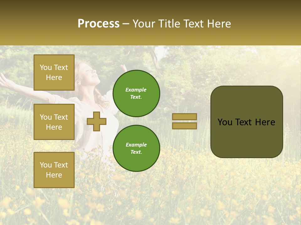 A Woman Standing In A Field With Her Arms Outstretched PowerPoint Template