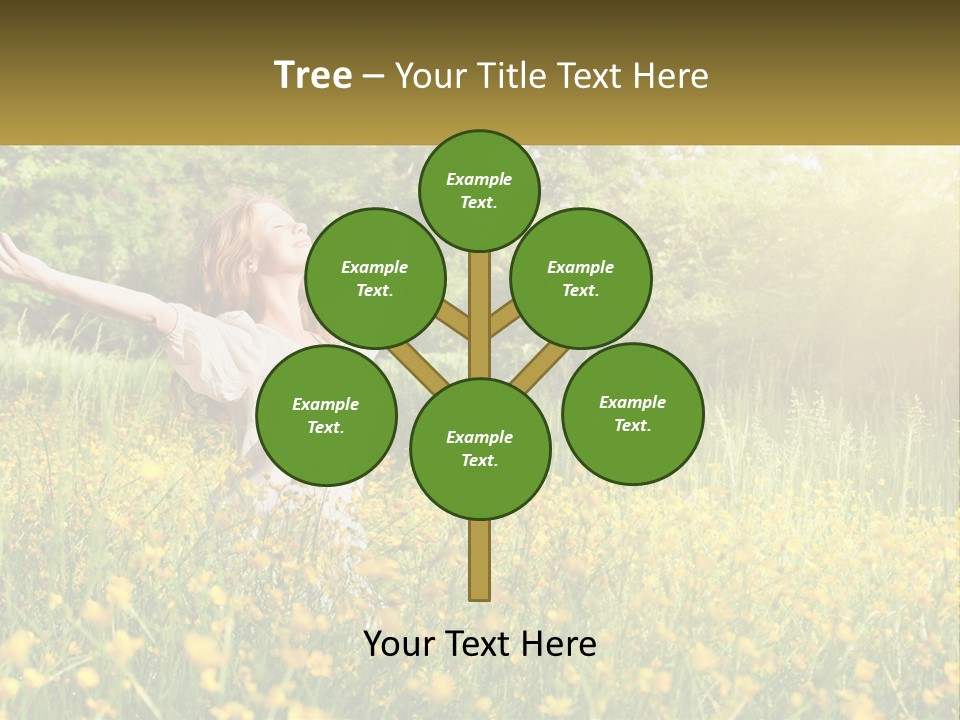 A Woman Standing In A Field With Her Arms Outstretched PowerPoint Template