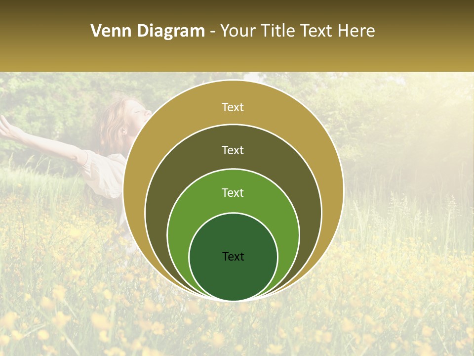 A Woman Standing In A Field With Her Arms Outstretched PowerPoint Template