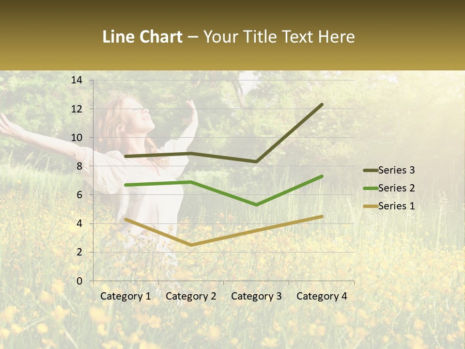 A Woman Standing In A Field With Her Arms Outstretched PowerPoint Template