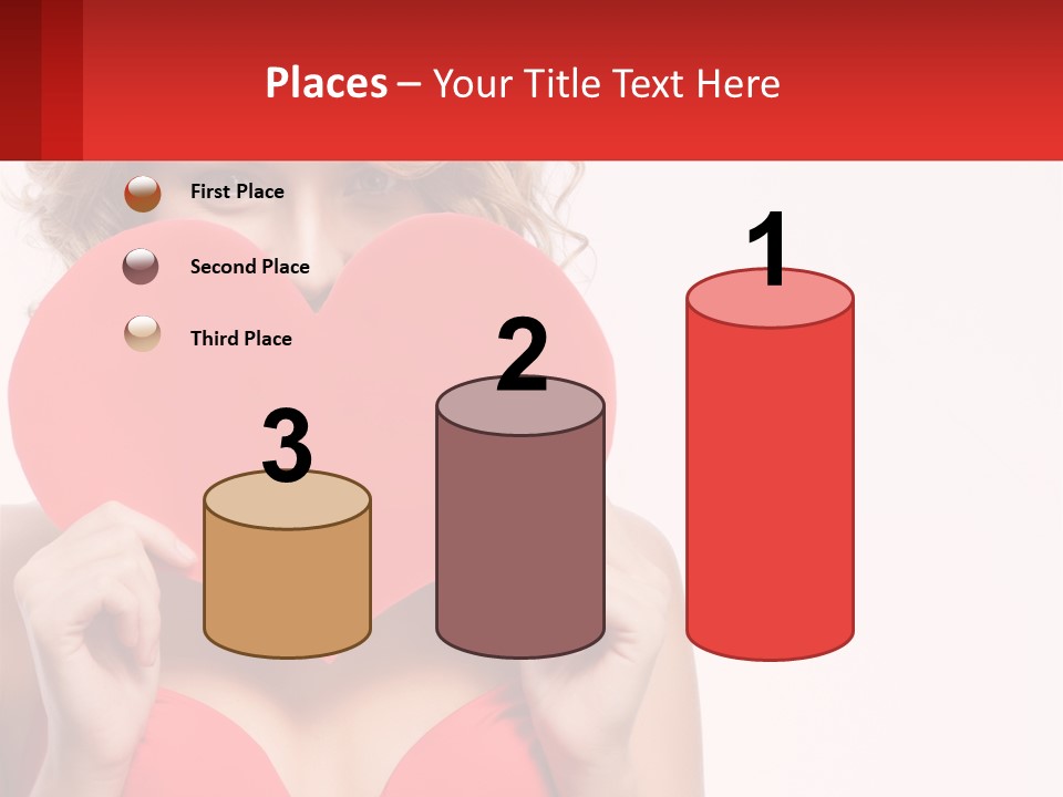 A Woman Holding A Red Heart In Front Of Her Face PowerPoint Template