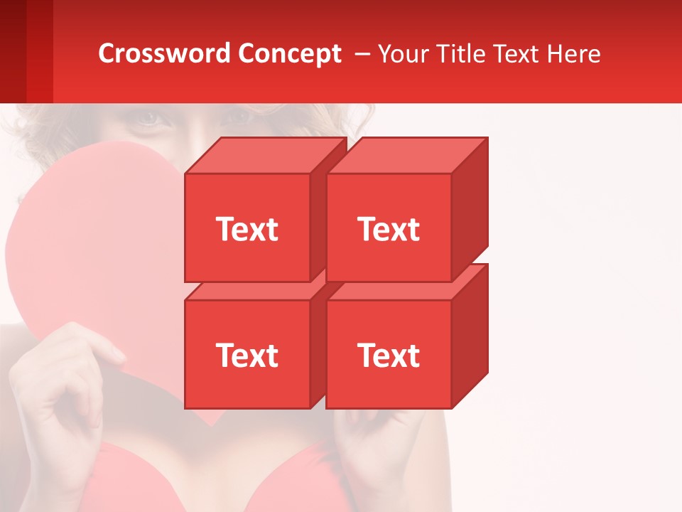 A Woman Holding A Red Heart In Front Of Her Face PowerPoint Template