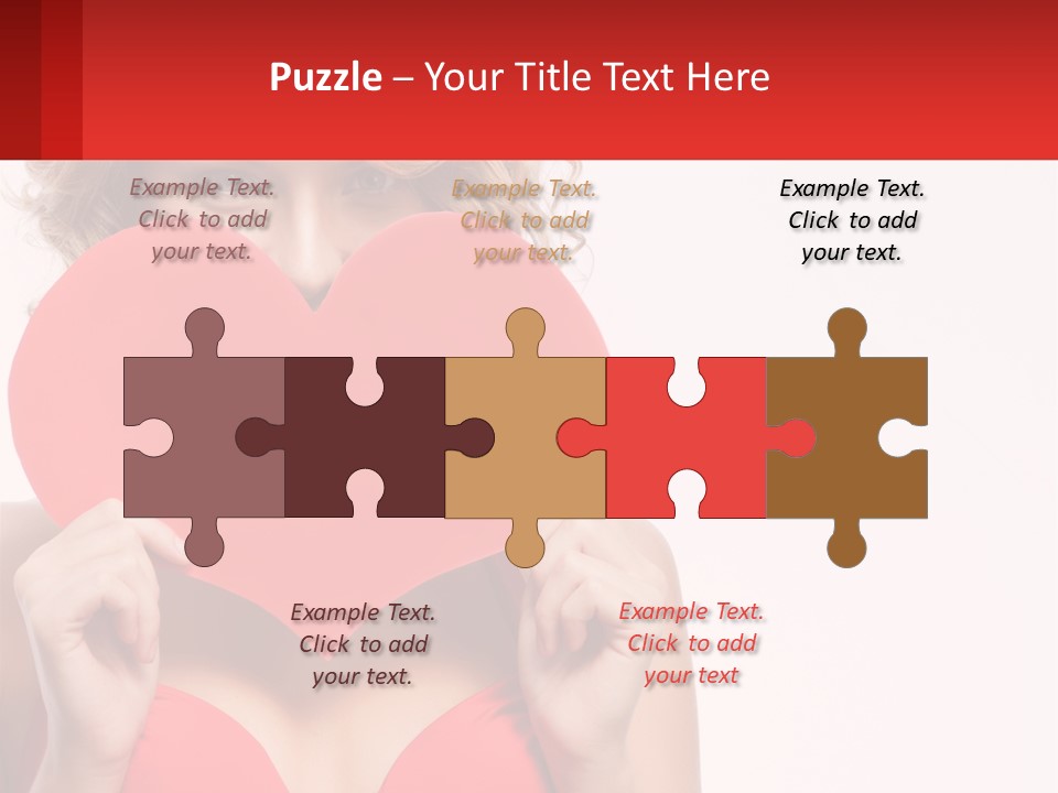 A Woman Holding A Red Heart In Front Of Her Face PowerPoint Template