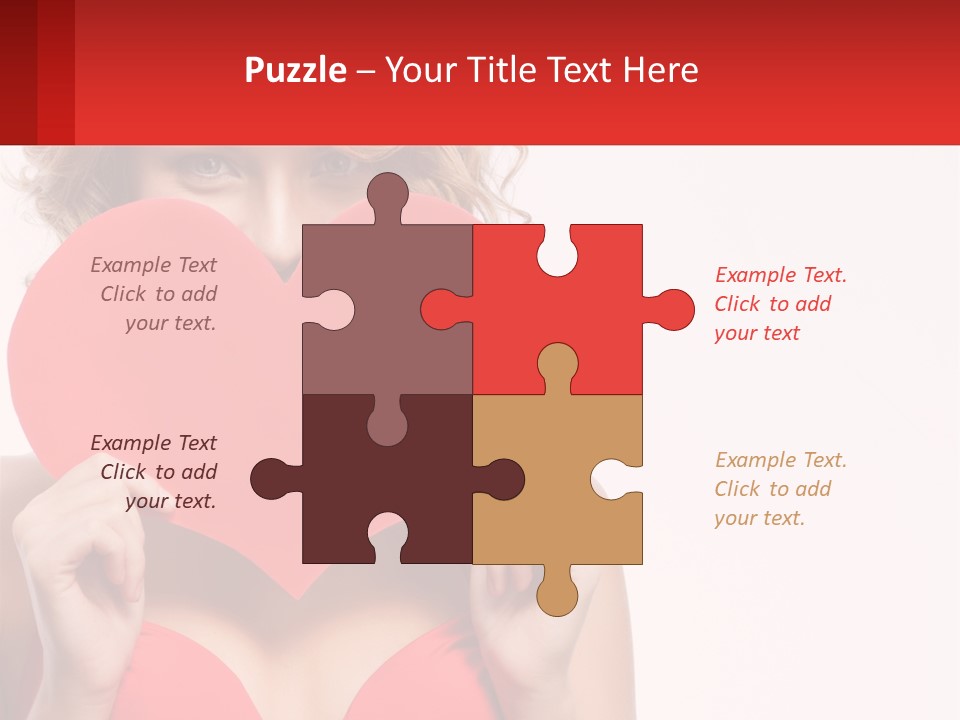 A Woman Holding A Red Heart In Front Of Her Face PowerPoint Template